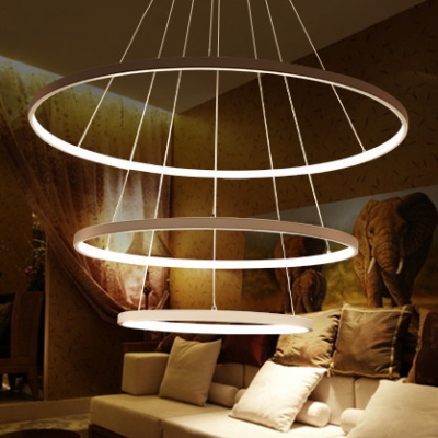 40cm 60cm 80cm modern pendant lights for living room dining room circle rings acrylic aluminum body led ceiling lamp fixtures [modern-pendant-light-4330]