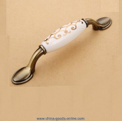 6228-qj 96mm 3.78" ceramic flower wardrobe cupboard knob drawer door pulls handles [Door knobs|pulls-832]