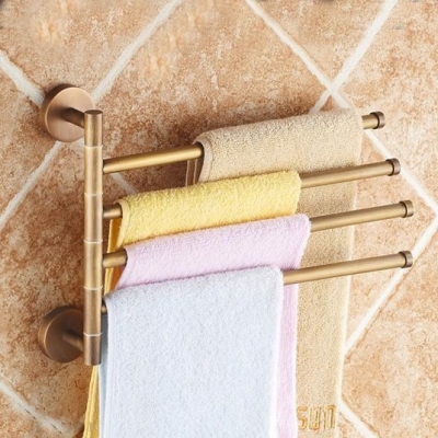 antique brass 360 degree rotation towel rack four layer activities towel bar/ holder bathroom accessories home decoration st3304 [towel-bar-8319]