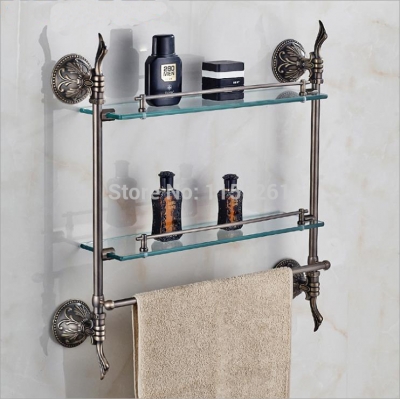 antique glass shelf, double bathroom shelf,shelves, bathroom fittings,bathroom accessories zp-9302f