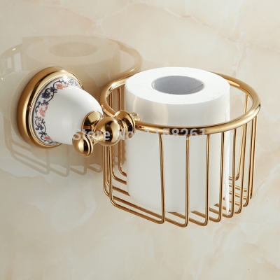 bathroom accessories golden paper towel basket full copper toilet paper box toilet tissue box waterproof toilet paper holder3325