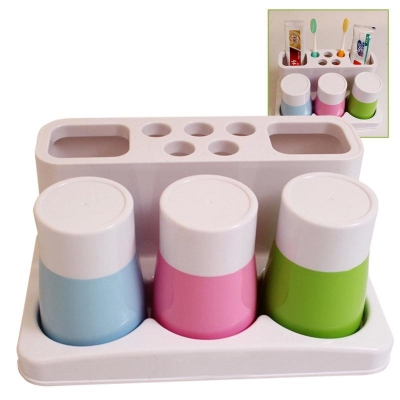 bathroom accessory set toothbrush toothpaste holder cup holder with three water cup [bathroom-products-4138]
