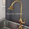 creative deck mounted waterfall sprayer kitchen sink faucet golden polished single handle and cold water