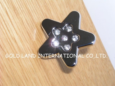 d43mmxh30mm crystal glass and star zinc alloy bedroom cabinet knobs/glittering dresser knobs