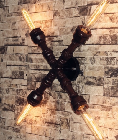 edison wall sconce,pipe industrial vintage wall lamp with 4 lights for home lighting in american country retro loft style