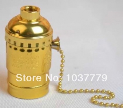 gold aluminum lamp holders e27 with pull chain switch lamp bases
