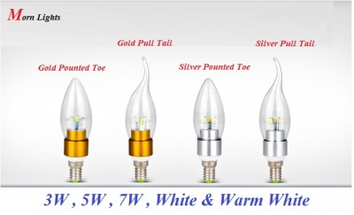 led candle lamp led energy saving bulb e14 e27 3w 5w 7w bubble tip crystal pendant light source [lamp-shade-4338]