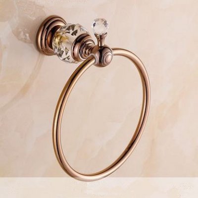 ! luxury crystal rose gold brass bathroom towel rack towel ring wall mounted bathroom accessories hk-23e