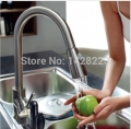 luxury deck mounted pull out dual sprayer kitchen sink mixer tap faucet brushed nickel finished