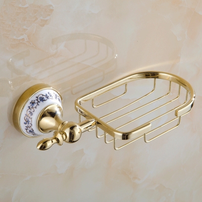 modern bathroom blue&white porcelain golden finish brass soap basket/soap dish/soap holder/bathroom accessories/hardware st33910