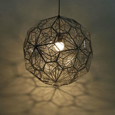 modern etch web lampshade pendant light vintage industrial lighting ball art decor hanging lamp cage retro luminaires led lustre [pendant-lights-2918]