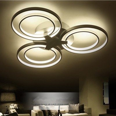 modern simple led double rings 3 heads iron acrylic chandelier living room art deco dia60cm 120w led chandelier