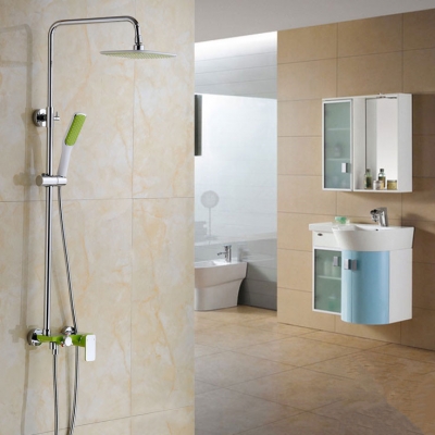 modern style 8 inch shower faucet set chrome finish mixer tap brass shower head wall mount single handle 5887f [chrome-finish-shower-set-1866]