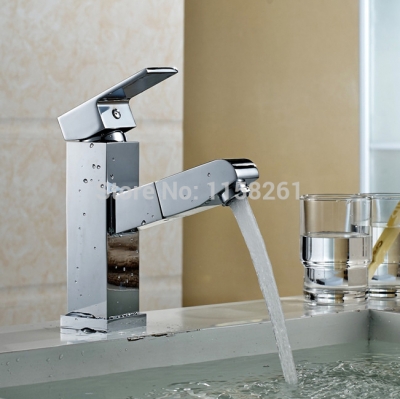 new chrome pull out bathroom faucet single hole deck mounted torneiras banheiro bath mixer sink mixer tap 517