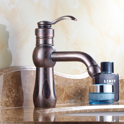 ! retro antique red bronze finish single handle bathroom sink faucet mixer tap h1611c [oil-rubbed-bathroom-faucet-6658]