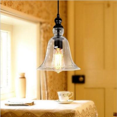 retro vintage funnel pendant lights clear glass lamshade loft pendant lamps e27 for dinning room home dcoration lighting