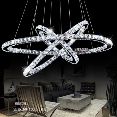 selling 3 diamond ring crystal light fixture, led pendant light suspension lumiere modern led lighting circles lamp md8825