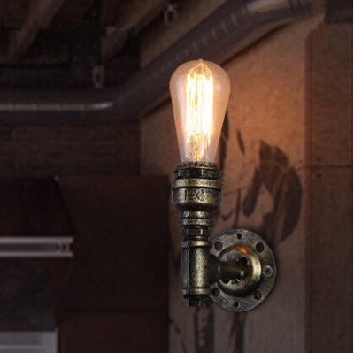 simple iron water pipe vintage industrial edison wall lamp loft style wall light fixtures for bar aisle lamparas de pared