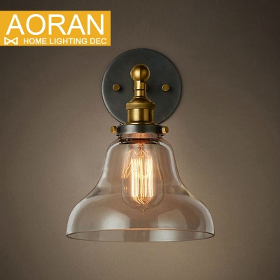 single arm glass wall light adjustable e27 base 110v 220v 40w wall lamp antique e27 light holder home decoration