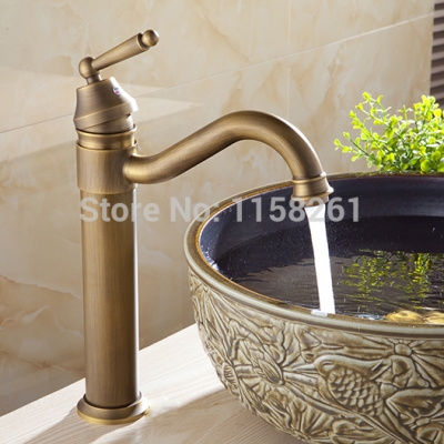 tall design antique brass water tap bathroom basin sink faucet vanity brass faucet water tap crane 6633 [antique-bathroom-faucet-463]