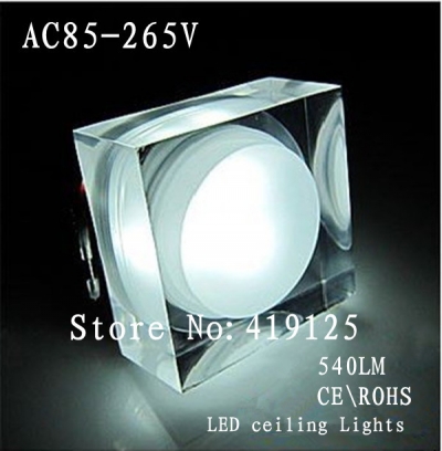 ultra bright led crystal lamp,square 6 *1w led ceiling lamp, corridor lights,ac85~265v,540lm, variety colours,
