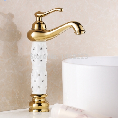unique design single handle countertop bathroom sink basin faucet deck mounted polished golden [golden-3250]