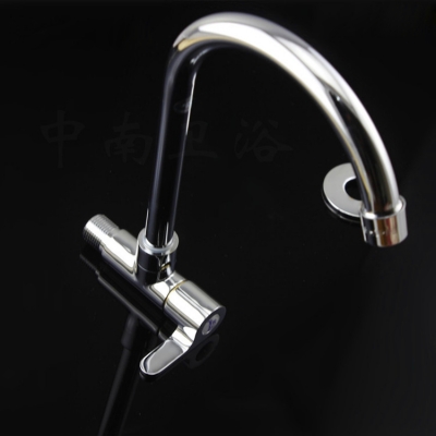 wall mounted kitchen faucet, single cold water brass body chrome finish ceramic valve