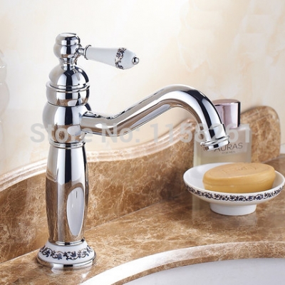 water tap for bathroom/ basin sink tap with ceramic single hole deck mounted basin chrome plated faucet m-27l