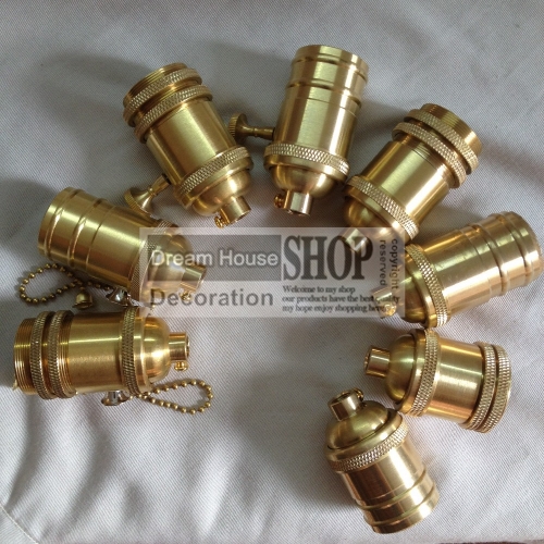 whole 50pcs/lot edison copper switch e27 / e26 lamp holder dedicated copper lighting holders brass sockets