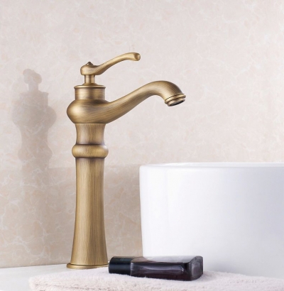 whole promotion deck mounted antique bronze bathroom basin faucet swivel spout sink mixer tap hj-6602f [antique-bathroom-faucet-388]