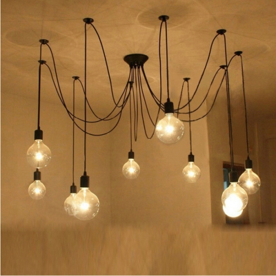 10/12/14 nordic retro edison bulb pendant chandelier vintage loft antique adjustable diy e27 spider pendente de teto fixture [pendant-light-5766]