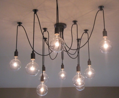 10-head plastic e27 black sockets edison chandelier with 1.8meter adjustable pendant lamp [iron-chandelier-3950]