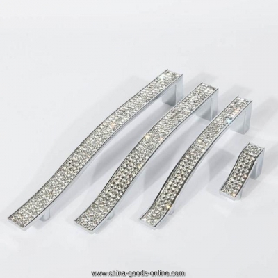 10 pcs modern crystal with zinc furniture handles 96mm polished chrome hbc127