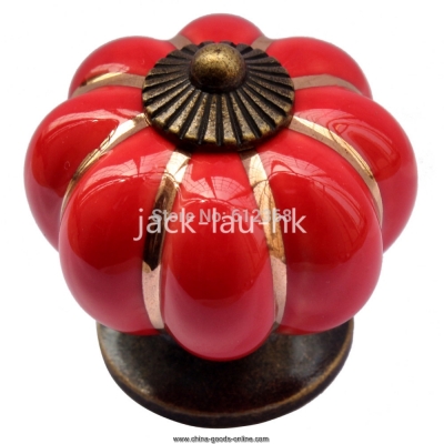 10pcs ceramic pumpkin shape door drawer dresser pull knob cabinet cupboard handle-red [Door knobs|pulls-1767]