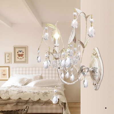 2015 art deco european pastoral iron leaf wall lamp french simple romantic crystal wall lamp
