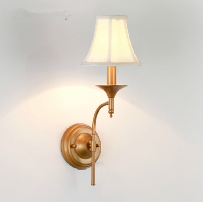 2015 elegant american style golden iron 1 head dia25cm wall lamp modern simple led wall lamp with green / white fabric lampshade