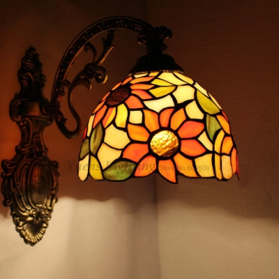 20cm mirror bathroom bedroom bedside wall lamp balcony sunflower porch corridor lighting [glass-lamp-1058]