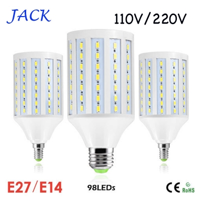 20pcs super bright e27 e14 30w 98leds led corn light 5730smd led lamp ac 110v/220v warm/cool white for home lighting