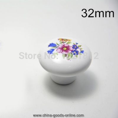 32mm wildflowers ceramic cabinet knobs cabinet cupboard closet dresser knobs handles pulls knobs kitchen bedroom [Door knobs|pulls-2597]