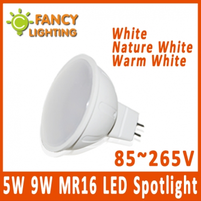 5 pieces/lot mr16 led bulb led spotlight energy saving 5w 9w 85~265v high power led light bulbs mr16 led lamp bombilla