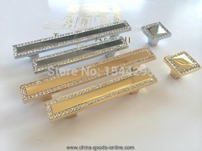 64mm 24k gold drawer pulls antique brass plating zinc alloy diamond cabinet furniture knobs dresser handle kitchen pulls