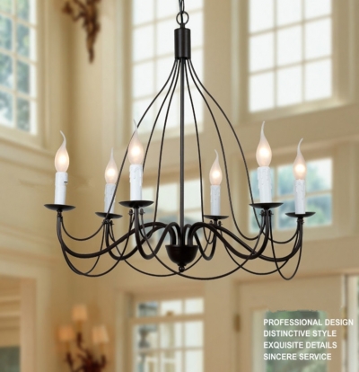 american modern simple led pastoral painted iron 6 head chandelier dia68 h56cm [american-style-221]