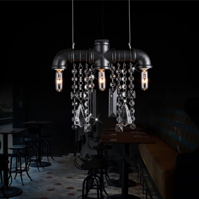 american retro metal waterpipe k9 crystal cord pendant light edison e14 bulb for coffee store [industrial-style-7891]