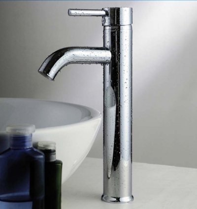 and cold water tall brass bathroom basin faucet, chromed tap mixer