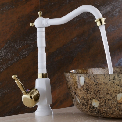 bathroom copper and cold faucet fashion white faucet rotating counter basin faucet kitchen faucet lx-2116