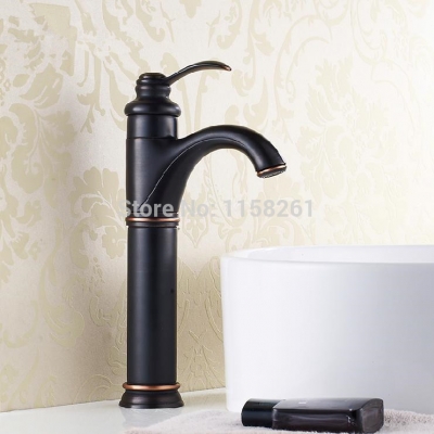 black brass finishing single lever water tap decorative outdoor faucet basin mixers for bathroom sink sy-030r