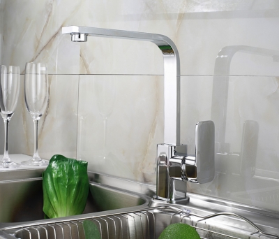 contemporary soild brass chrome finish kitchen faucet deck mounted single handle swivel spout water tap
