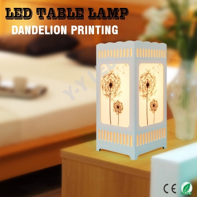 dandelion pattern ivory white led table lamp, modern interior bedroom nightstand decoration desk lamp, abajur [led-table-lamp-7331]