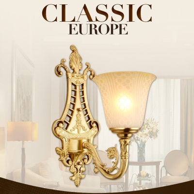 european frosted glass painted copper wall lamp bedroom corridor e27 85-265v lamp [european-style-19]