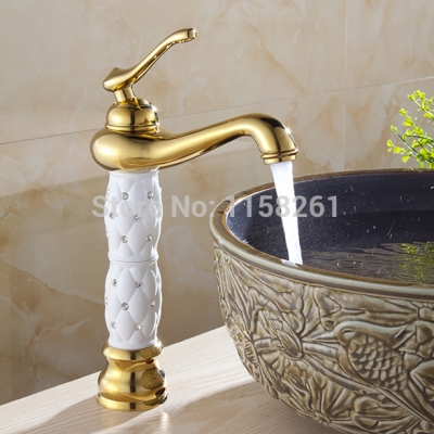golden brass bathroom basin faucet vanity sink white mixer tap single handle al-7202k [golden-bathroom-faucet-3460]